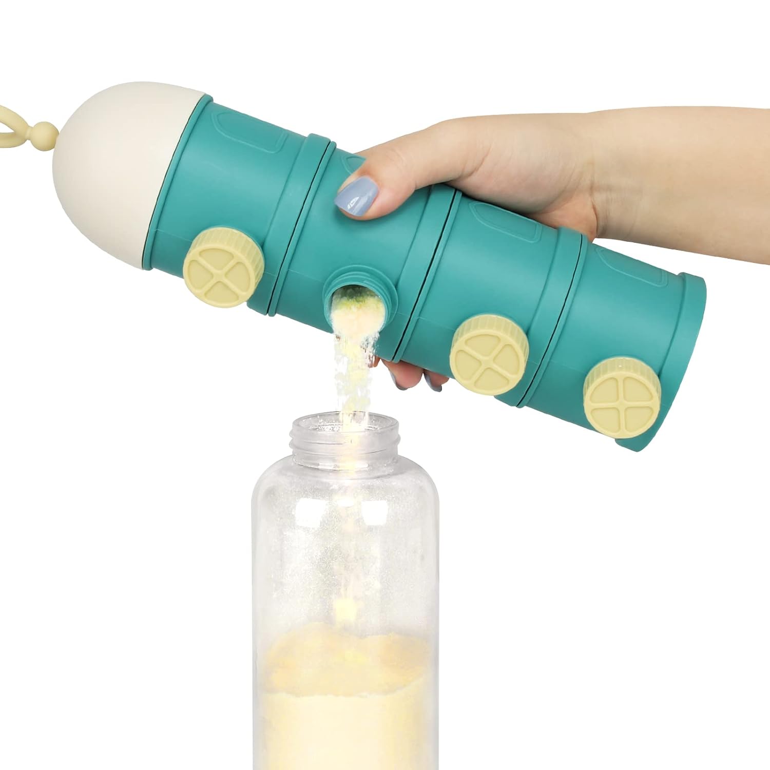 Formula Dispenser On The Go, 4 Layers Stackable Formula Container to Go, Non-Spill Portable Milk Powder Baby & Kids Snack Container, Green - Image 3