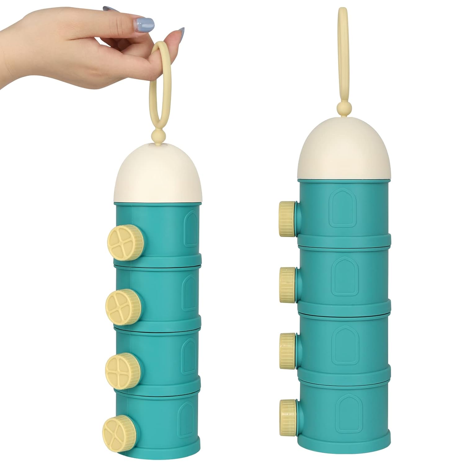 Formula Dispenser On The Go, 4 Layers Stackable Formula Container to Go, Non-Spill Portable Milk Powder Baby & Kids Snack Container, Green - Image 6