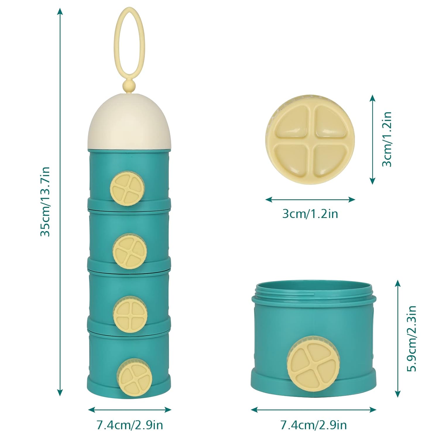 Formula Dispenser On The Go, 4 Layers Stackable Formula Container to Go, Non-Spill Portable Milk Powder Baby & Kids Snack Container, Green - Image 8