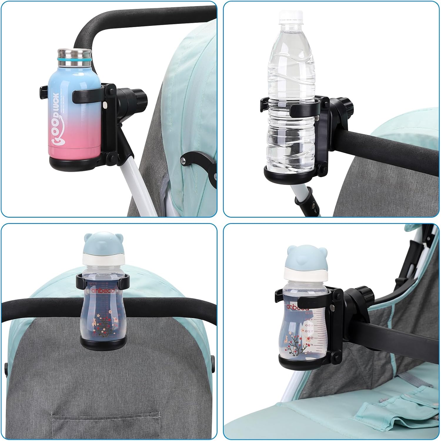 Stroller Cup Holder, Foldable Universal Cup Holder, 360 ° Rotatable Bottle Holder for Stroller, Bike, Wheelchair, Walker, Scooter ﻿ - Image 5