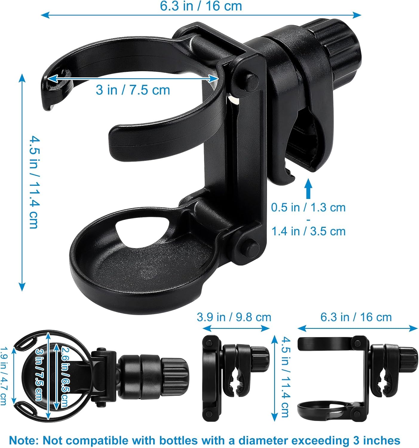 Stroller Cup Holder, Foldable Universal Cup Holder, 360 ° Rotatable Bottle Holder for Stroller, Bike, Wheelchair, Walker, Scooter ﻿ - Image 8
