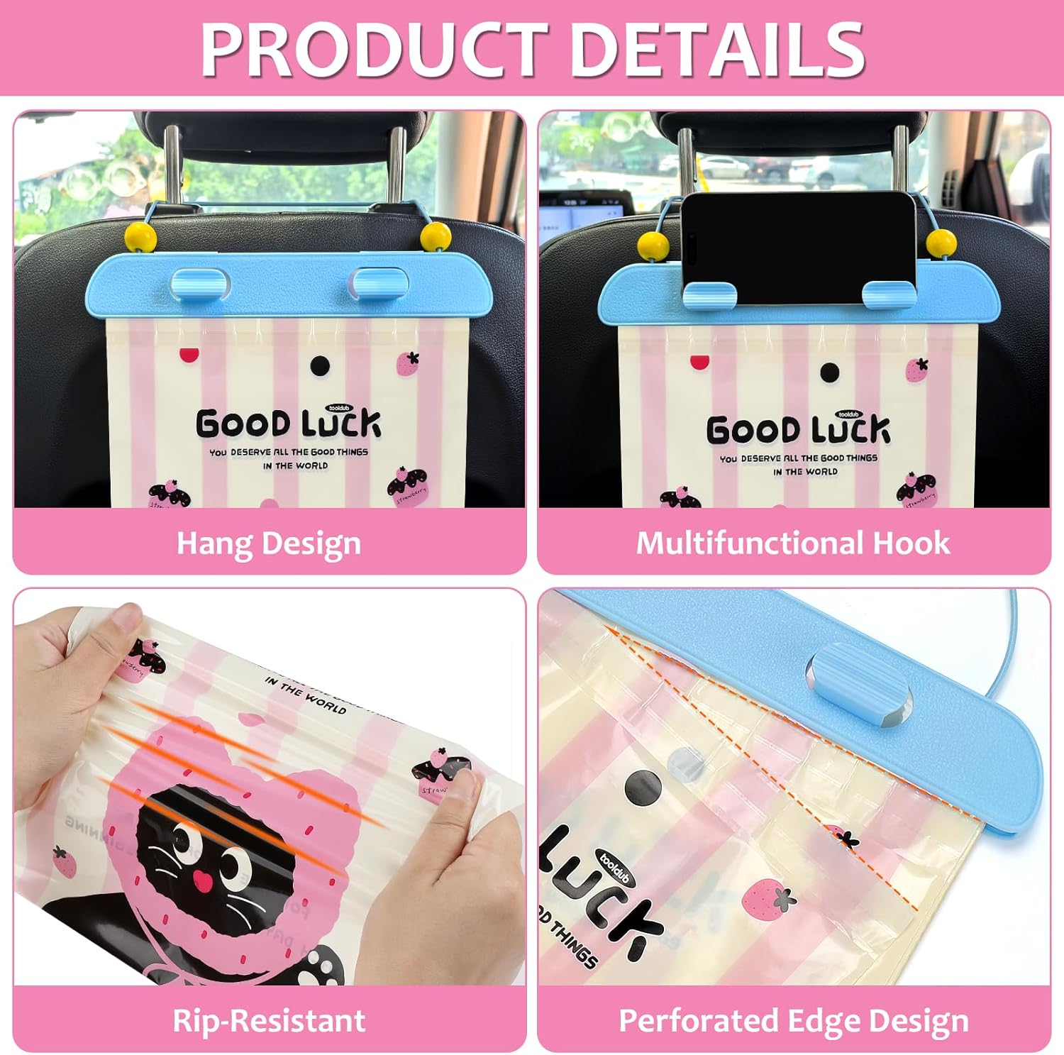 Disposable Car Trash Bag, 20 Pcs Car Garbage Bag Hanging Vehicle Trash Can Auto Rubbish Pouch Dustbin Bags Garbage Container Car Accessories, Leakproof, Smellproof, Portable for Women & Adults - Image 4
