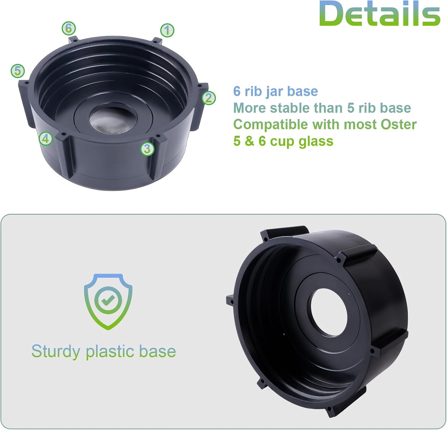 Oster Blender Replacement Parts Kit - 6-Fin Ice-Crushing Blade, Jar Base Cap, and Two Rubber O-Ring Gaskets (4-Piece Accessory Refresh Set) - Image 4