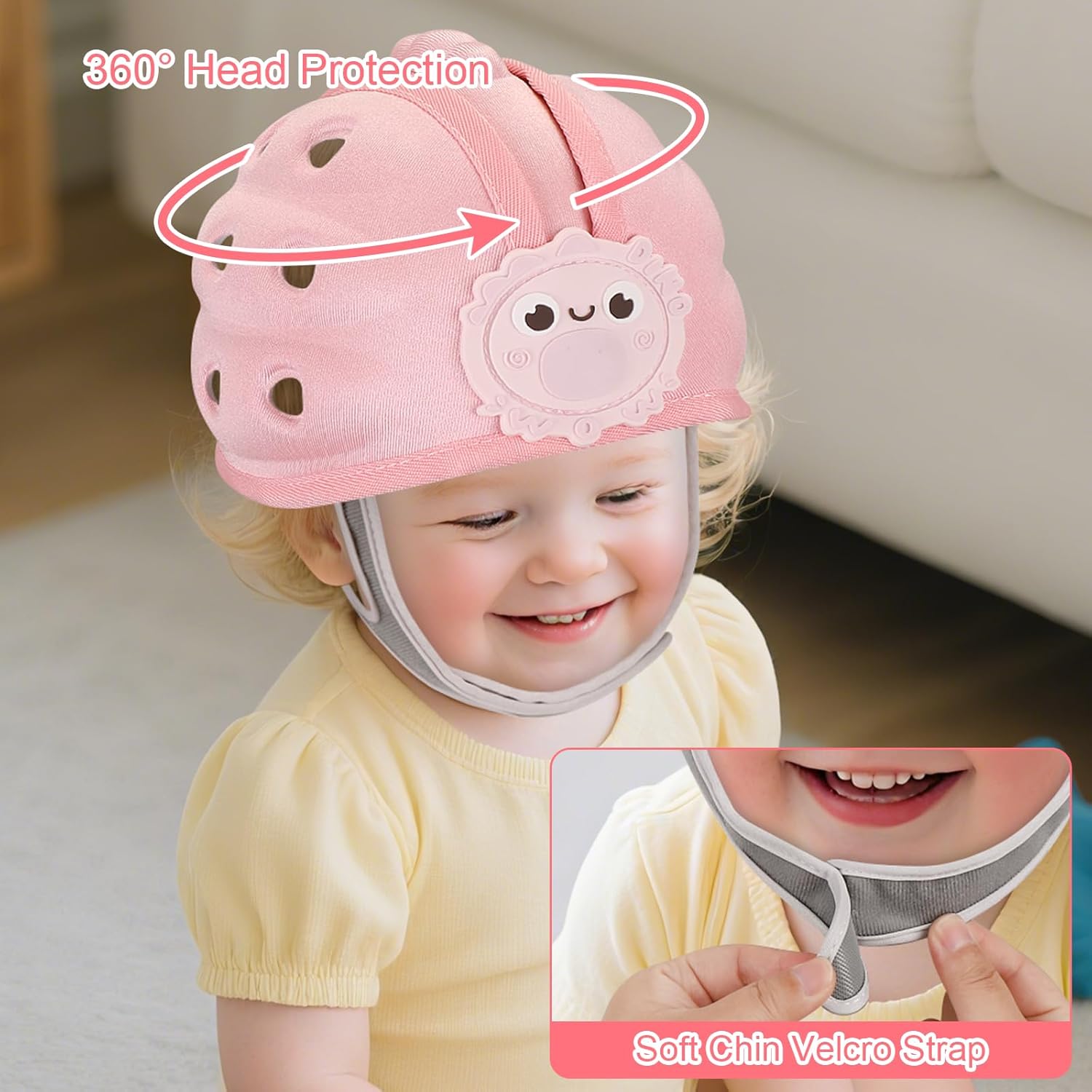 Baby Head Protector Helmet for Crawling and Walking, Toddler Safety Helmet Cute Infant Headguard Soft Cushion, Breathable Kids Protective Caps for Girls 6–24 Months, Ultra-Lightweight - Image 2