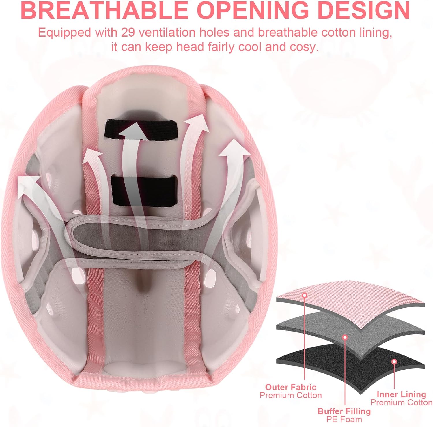 Baby Head Protector Helmet for Crawling and Walking, Toddler Safety Helmet Cute Infant Headguard Soft Cushion, Breathable Kids Protective Caps for Girls 6–24 Months, Ultra-Lightweight - Image 3