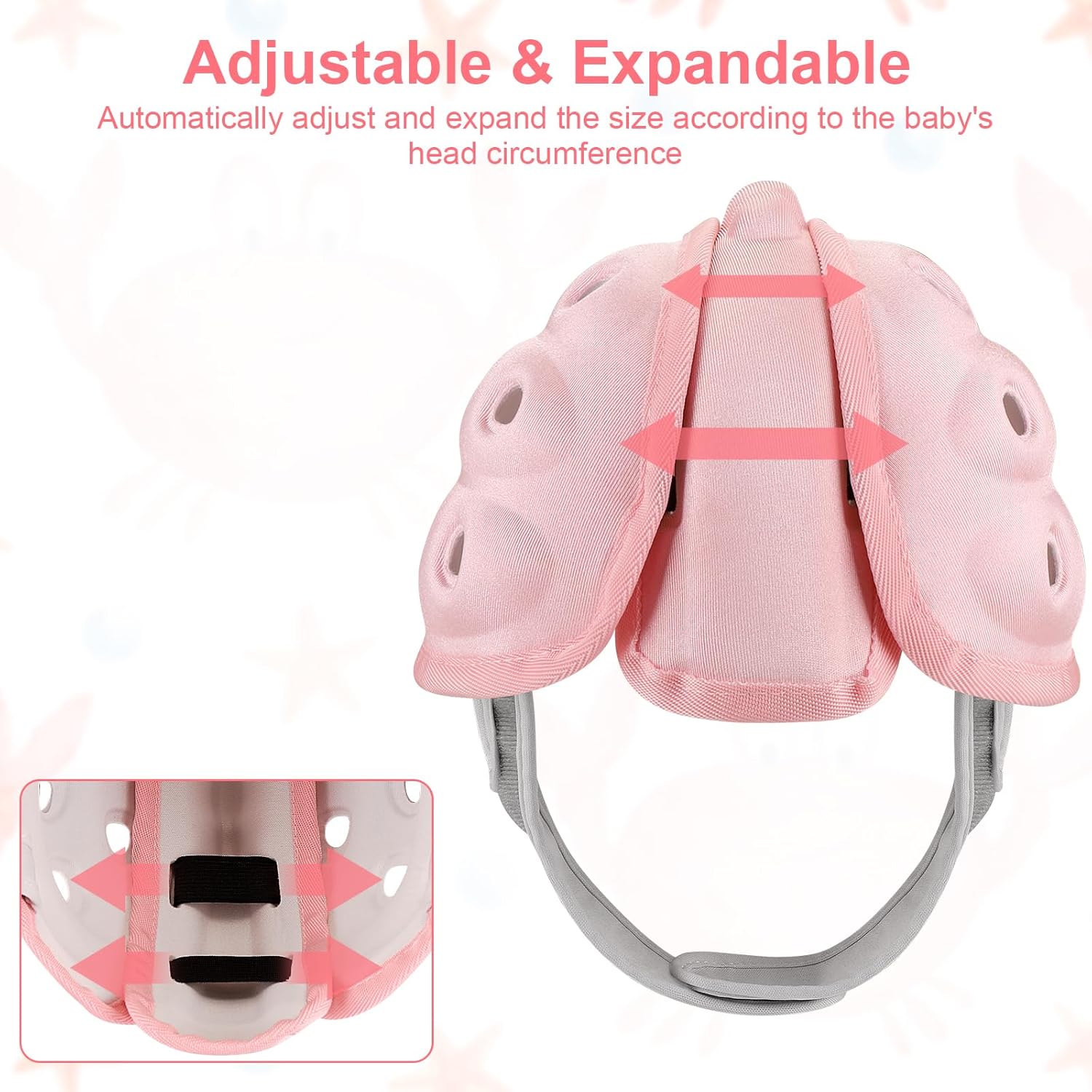 Baby Head Protector Helmet for Crawling and Walking, Toddler Safety Helmet Cute Infant Headguard Soft Cushion, Breathable Kids Protective Caps for Girls 6–24 Months, Ultra-Lightweight - Image 4