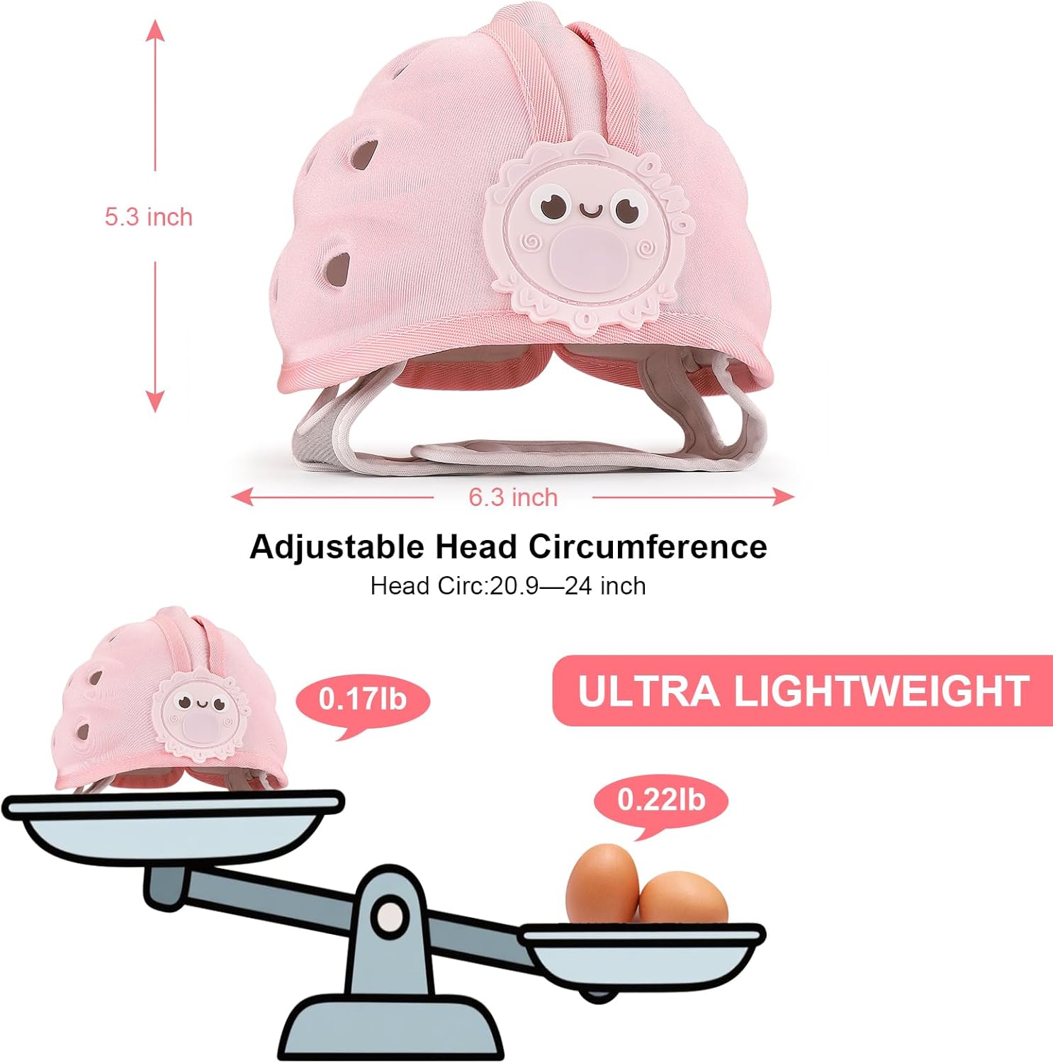 Baby Head Protector Helmet for Crawling and Walking, Toddler Safety Helmet Cute Infant Headguard Soft Cushion, Breathable Kids Protective Caps for Girls 6–24 Months, Ultra-Lightweight - Image 5