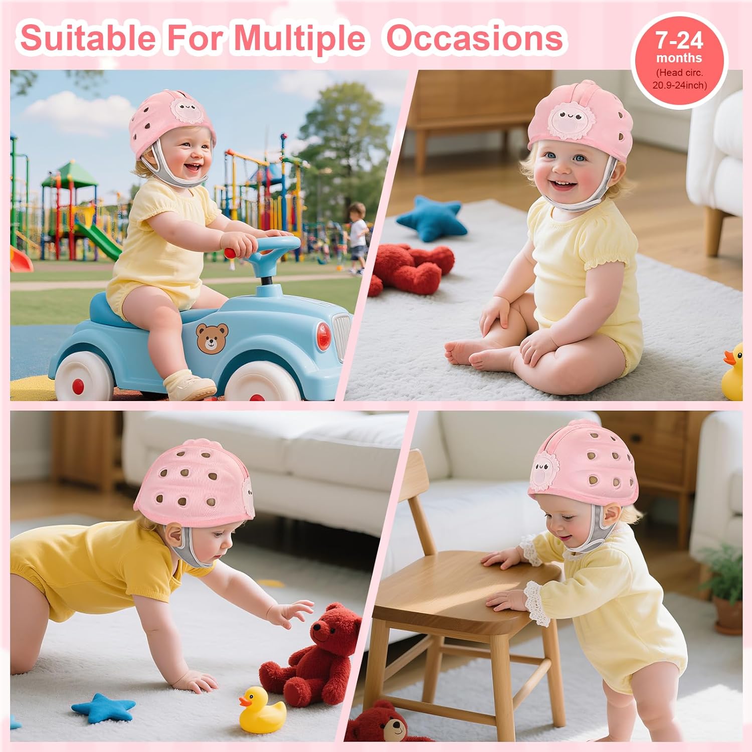 Baby Head Protector Helmet for Crawling and Walking, Toddler Safety Helmet Cute Infant Headguard Soft Cushion, Breathable Kids Protective Caps for Girls 6–24 Months, Ultra-Lightweight - Image 7