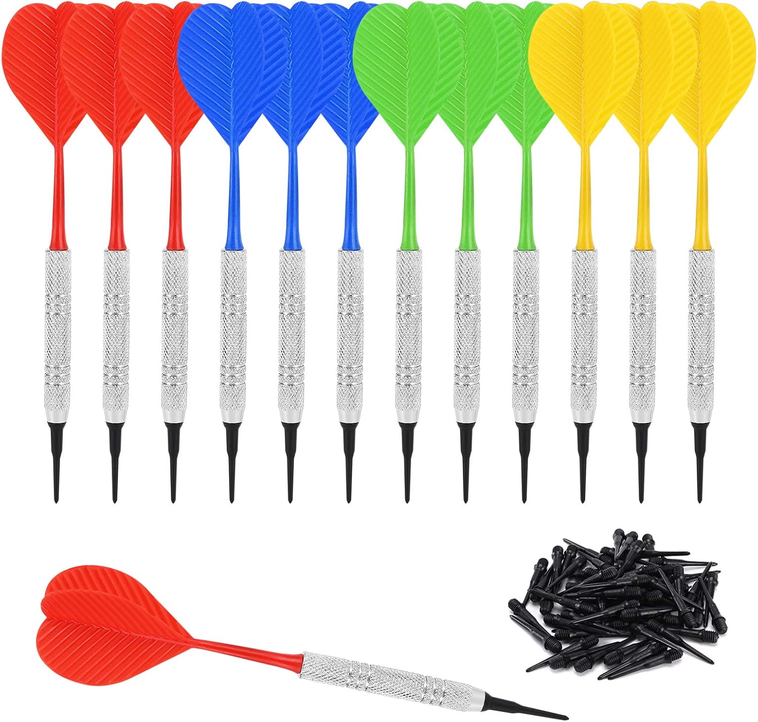 12 Pack Soft Tip Darts, Bar Dart, Plastic Tip Darts Set, Attach Extra 100 Black 2BA Replacement Tips, Soft Tip Darts for Electronic/Plastic Dartboard - Image 1