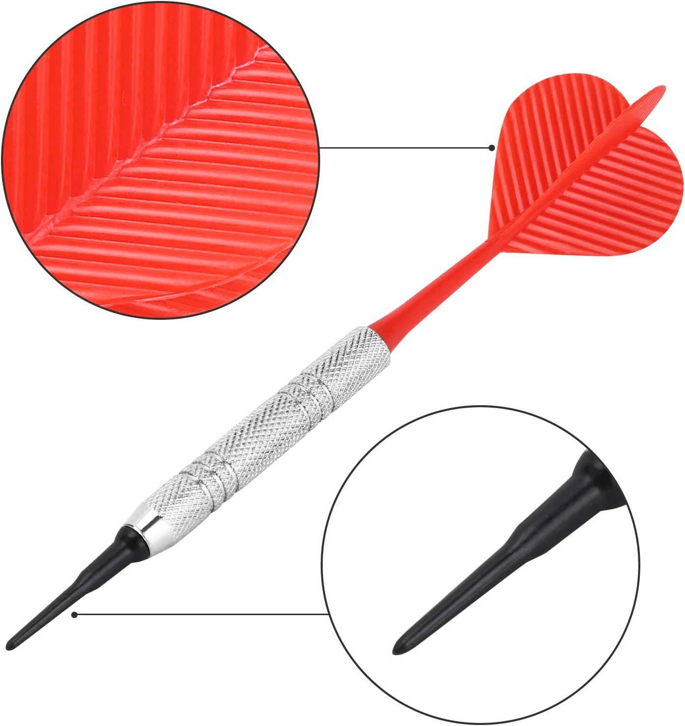 12 Pack Soft Tip Darts, Bar Dart, Plastic Tip Darts Set, Attach Extra 100 Black 2BA Replacement Tips, Soft Tip Darts for Electronic/Plastic Dartboard - Image 3
