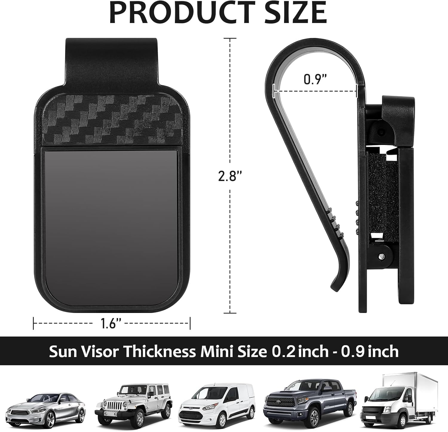 Sunglasses Holder for Car Sun Visor, 2 Black Visor Sunglass Holder Clip, Sunglass Holder Car, One-Handed-Operation Eyeglasses Hanger Mount, Universal Glasses Clip, Car Accessories for SUV Truck - Image 2