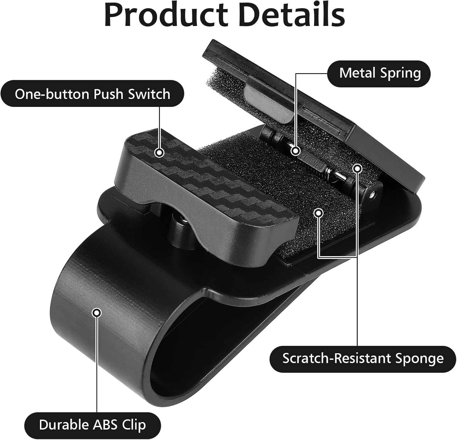 Sunglasses Holder for Car Sun Visor, 2 Black Visor Sunglass Holder Clip, Sunglass Holder Car, One-Handed-Operation Eyeglasses Hanger Mount, Universal Glasses Clip, Car Accessories for SUV Truck - Image 3