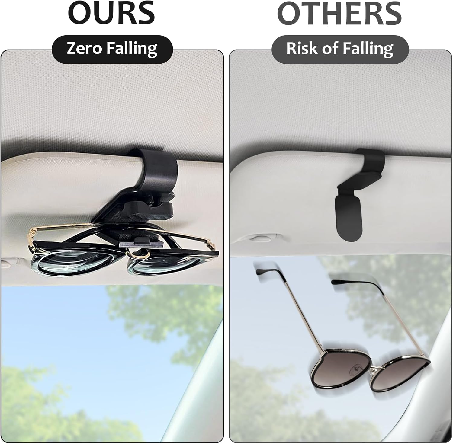 Sunglasses Holder for Car Sun Visor, 2 Black Visor Sunglass Holder Clip, Sunglass Holder Car, One-Handed-Operation Eyeglasses Hanger Mount, Universal Glasses Clip, Car Accessories for SUV Truck - Image 5