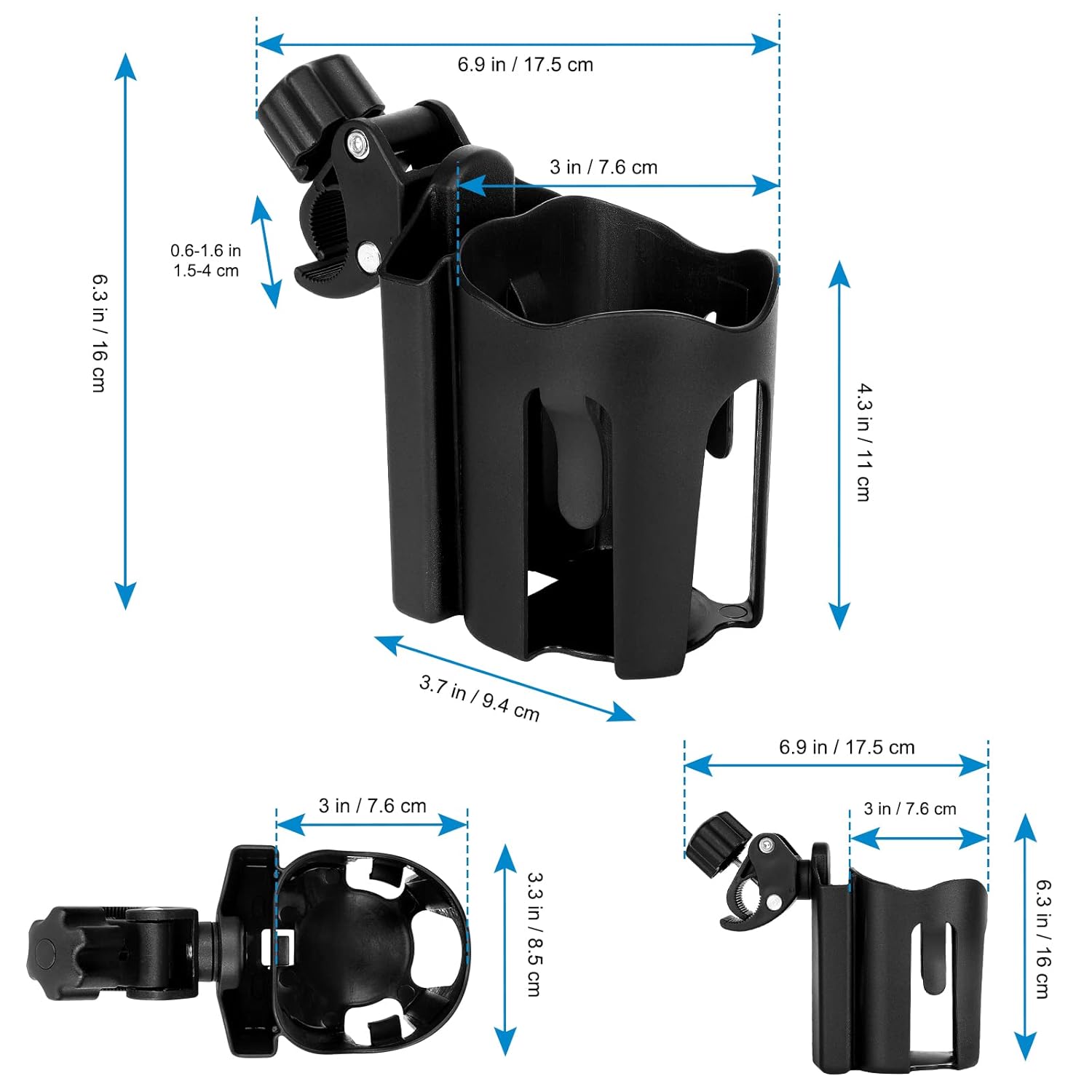 Stroller Cup Holder with Phone Holder, Bike Cup Holder, 2-in-1 Universal Cup Holder for Stroller, Bike, Pushchair, Rollator, Wheelchair, Walker, Scooter - Image 8
