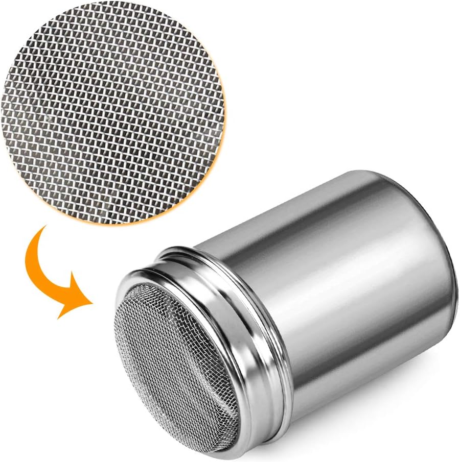 7oz Powdered Sugar Shaker Duster Set, Flour Sifter Cinnamon Shaker Stainless Steel Fine Mesh Dredges Shakers for Cinnamon Flour Salt Pepper Baking - Image 3
