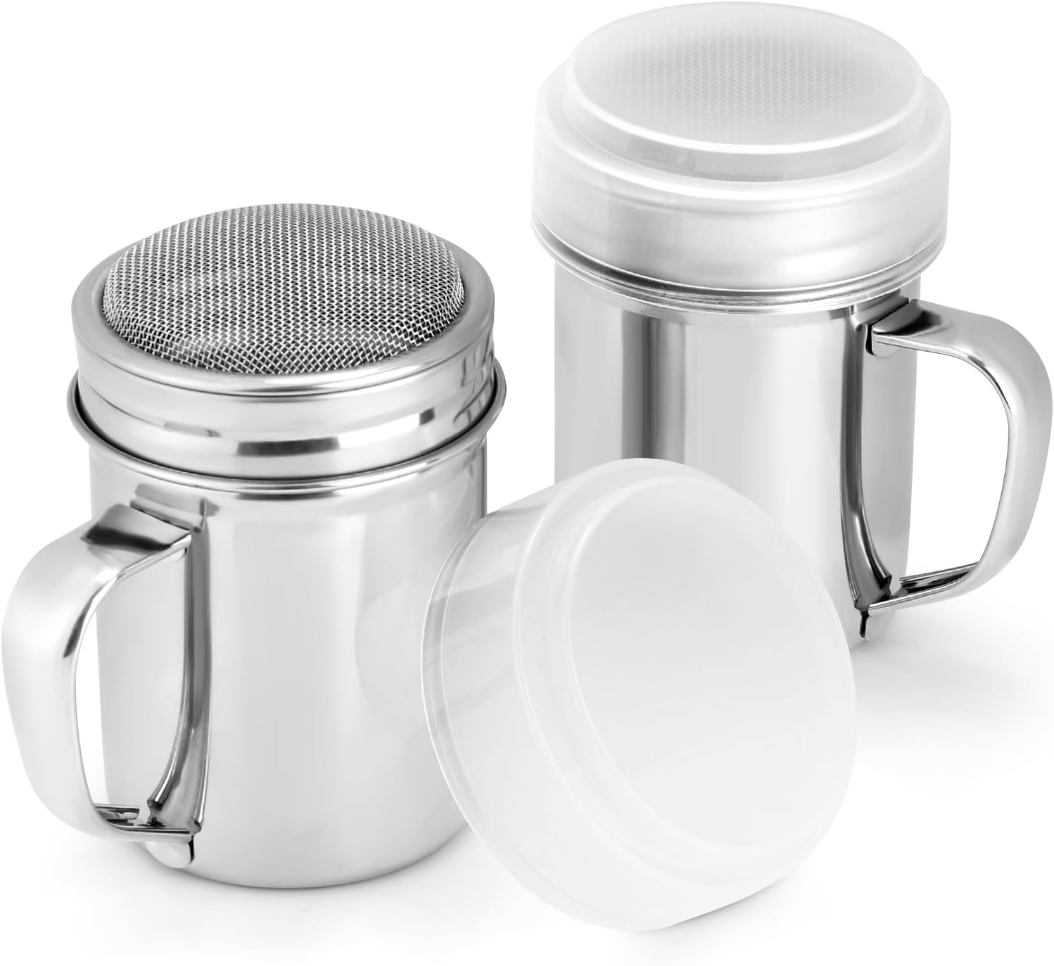 7oz Powdered Sugar Shaker Duster Set, Flour Sifter Cinnamon Shaker Stainless Steel Fine Mesh Dredges Shakers for Cinnamon Flour Salt Pepper Baking - Image 6