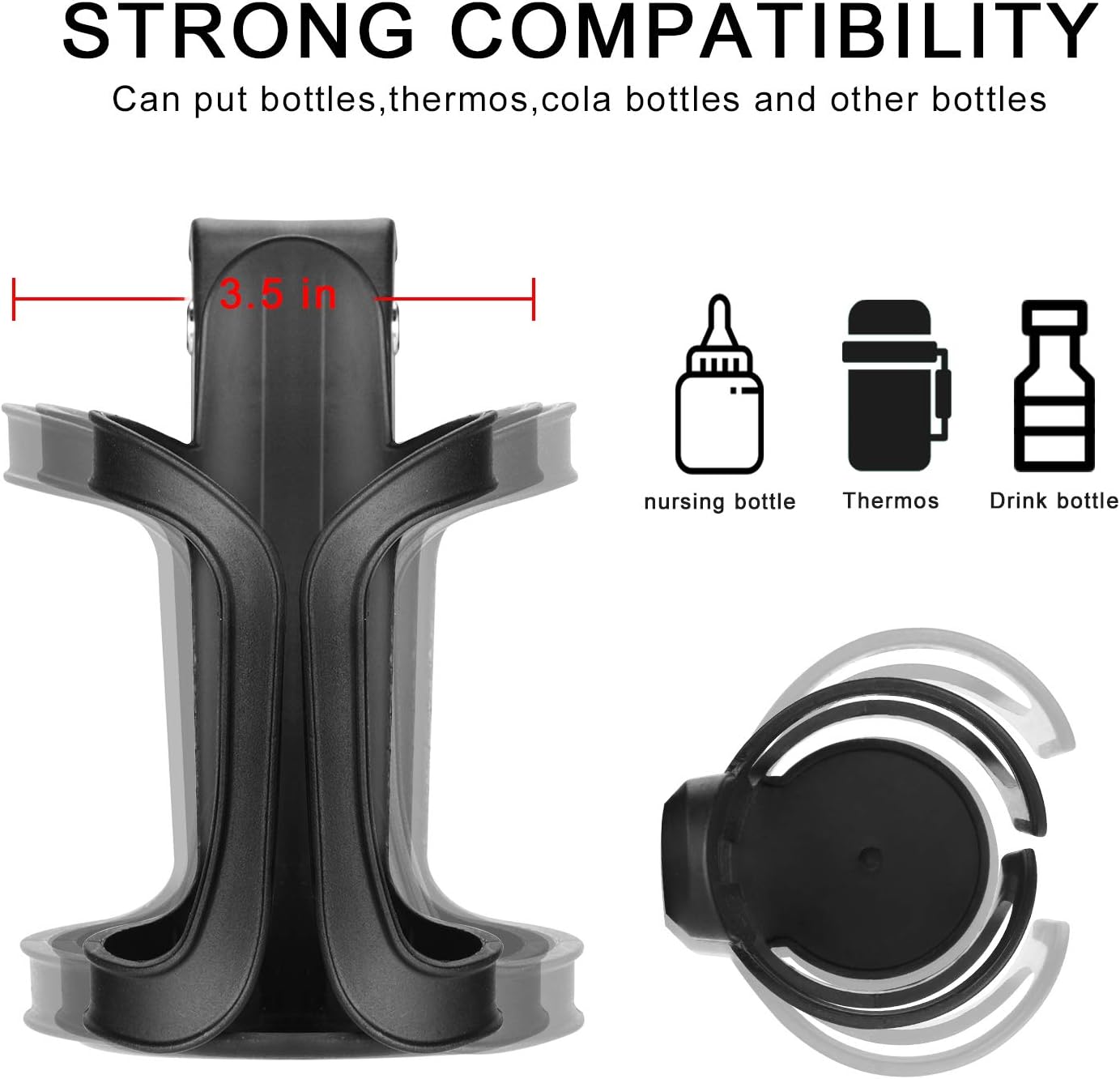 Universal Stroller Cup Holder Bundle Set, Bike Cup Holder, Drinks Holder for Stroller, Bicycle, Wheelchair, Walker, Scooter - Image 4