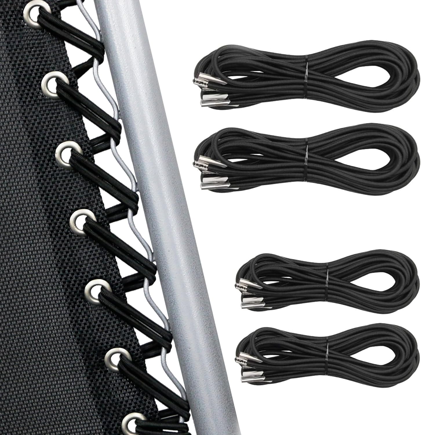 4 Cords Zero Gravity Chair Replacement Cord, Antigravity Chair Replacement,Universal Repair Cord Kit for Repairing Zero Gravity Chair(Black) - Image 1