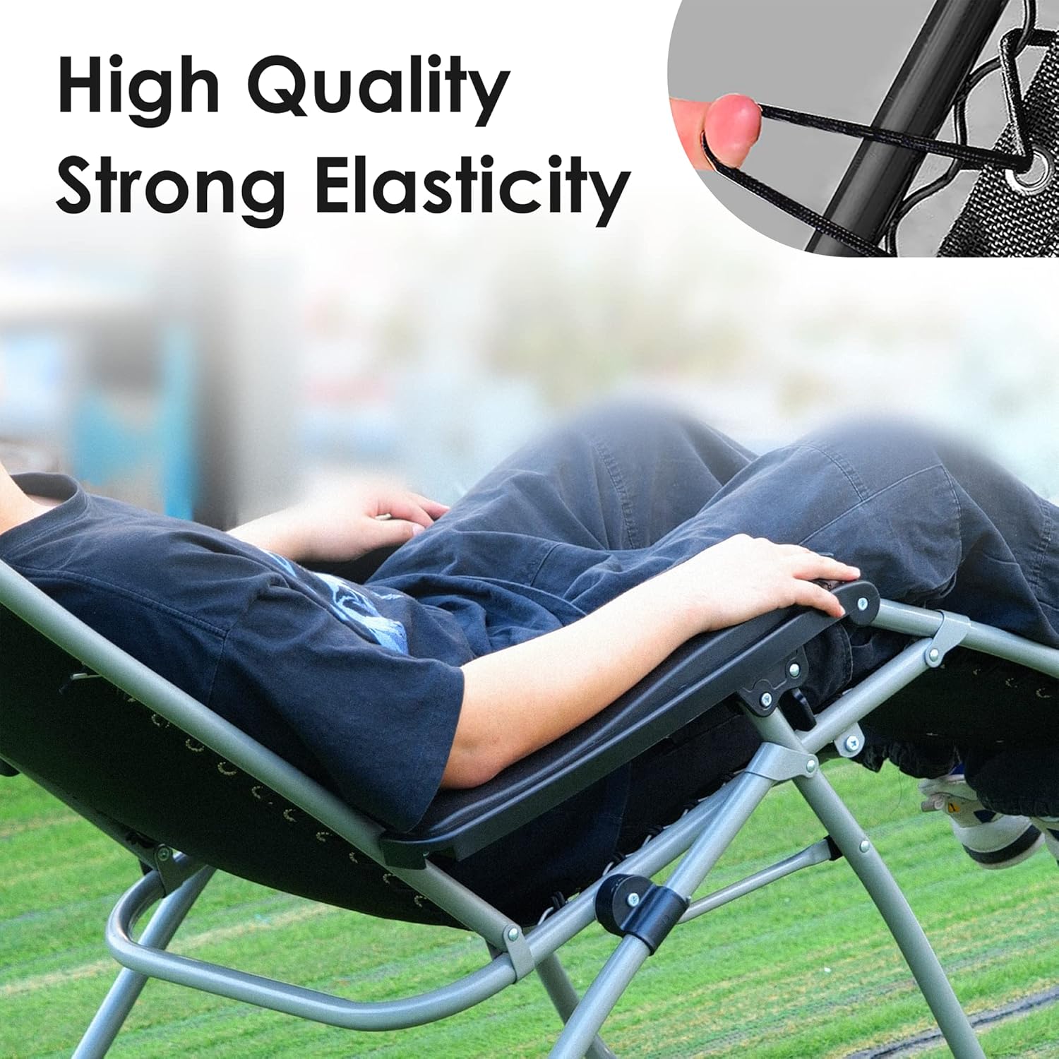 4 Cords Zero Gravity Chair Replacement Cord, Antigravity Chair Replacement,Universal Repair Cord Kit for Repairing Zero Gravity Chair(Black) - Image 4