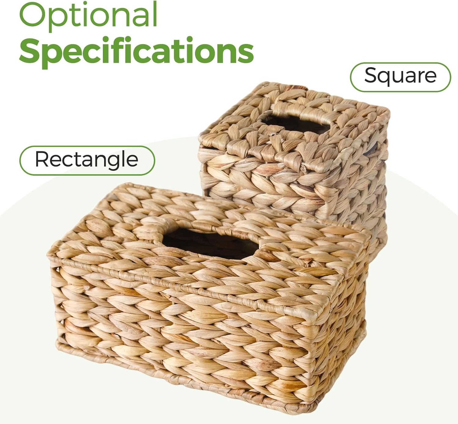 Tissue Box Cover, Square Wicker Tissue Box Holder Facial Tissues Boxes, Hand Woven Napkin Box Tissue Holder for Bathroom Bedroom Office Table Desk Night Stand, Boho Decorative, Natural - Image 6