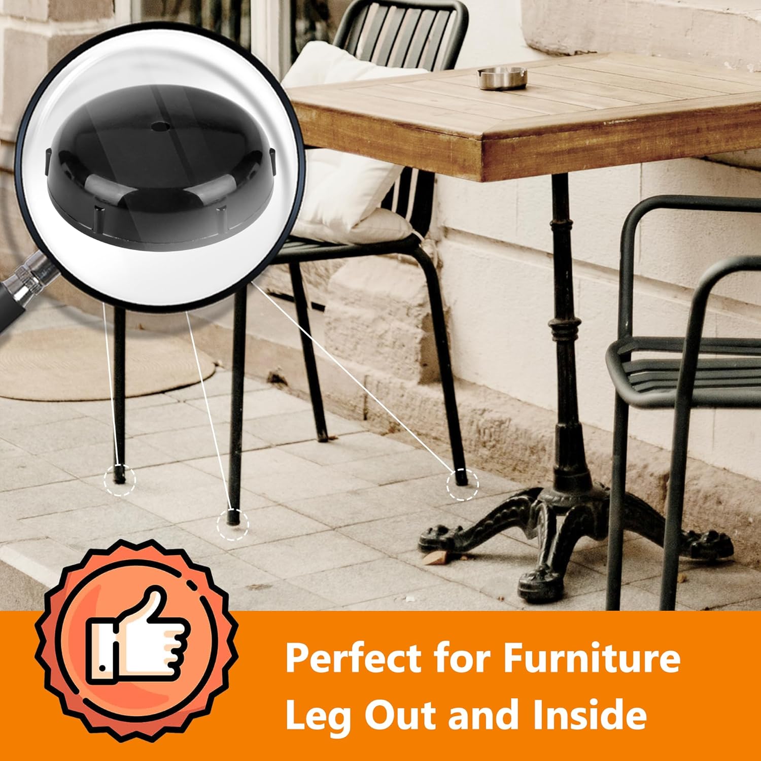 24-Pack Wrought Iron Patio Furniture Feet Caps 1-1/2 Inch Plastic Outdoor Patio Chair Leg Caps Floor Protecting Replacement Feet Glides for Metal Tables and Chairs, Black - Image 4