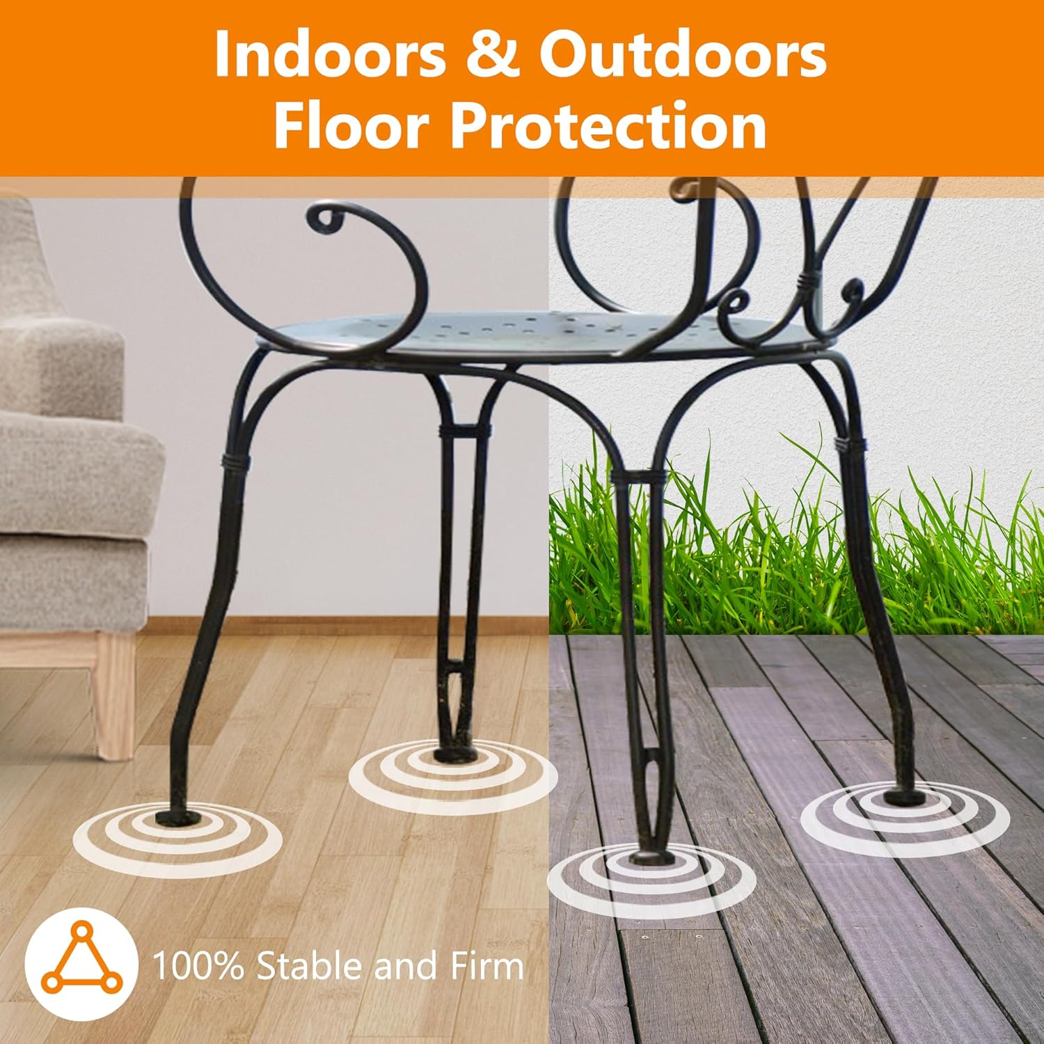 24-Pack Wrought Iron Patio Furniture Feet Caps 1-1/2 Inch Plastic Outdoor Patio Chair Leg Caps Floor Protecting Replacement Feet Glides for Metal Tables and Chairs, Black - Image 5