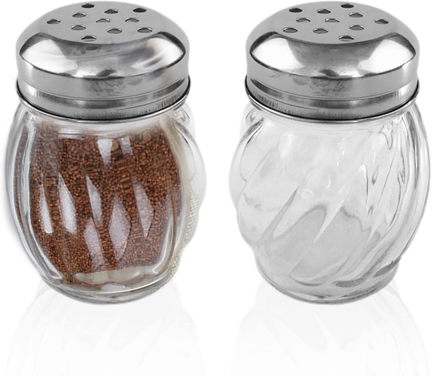 Salt and Pepper Shakers with Stainless Tops Set of 2 (Chesse Shakers) - Image 1