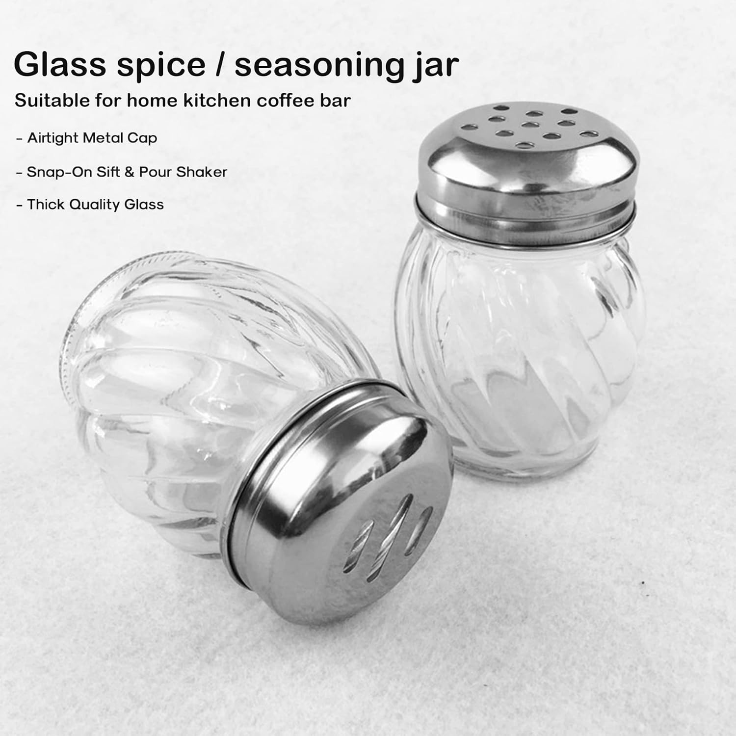 Salt and Pepper Shakers with Stainless Tops Set of 2 (Chesse Shakers) - Image 3