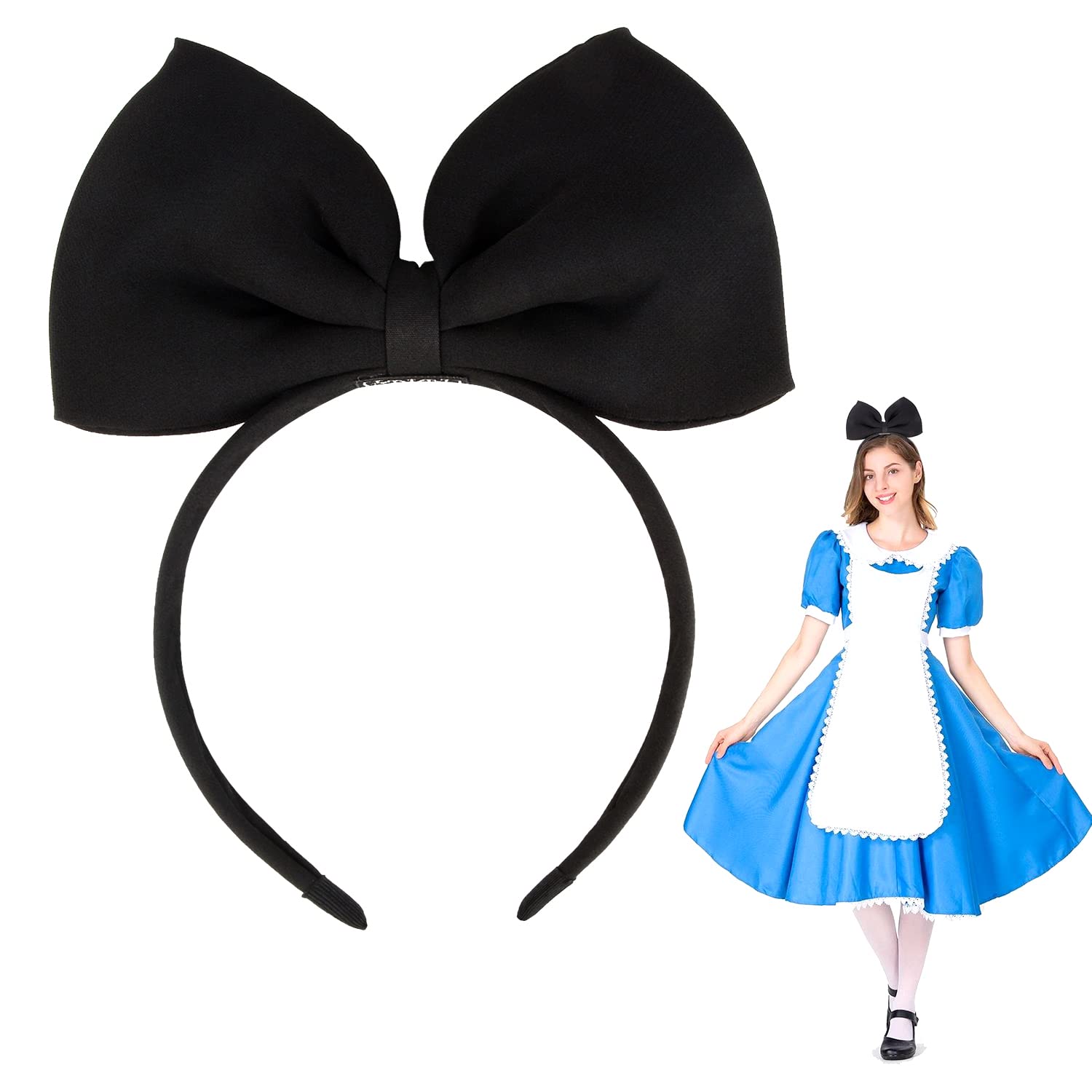 Bow Headbands Headdress for Women and Girls, Perfect Hair Accessories for Alice in Wonderland Cosplay (Black) - Image 1