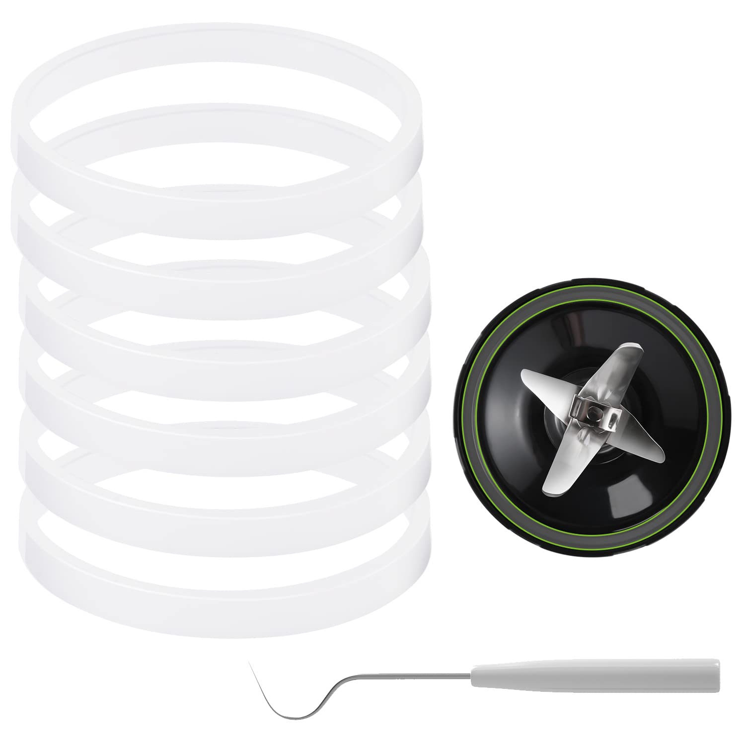 6 Pieces 10cm White Rubber Sealing Gaskets O-Ring Replacement Part Compatible with Nutri Ninja Juicer Blender Replacement Seals - Image 1