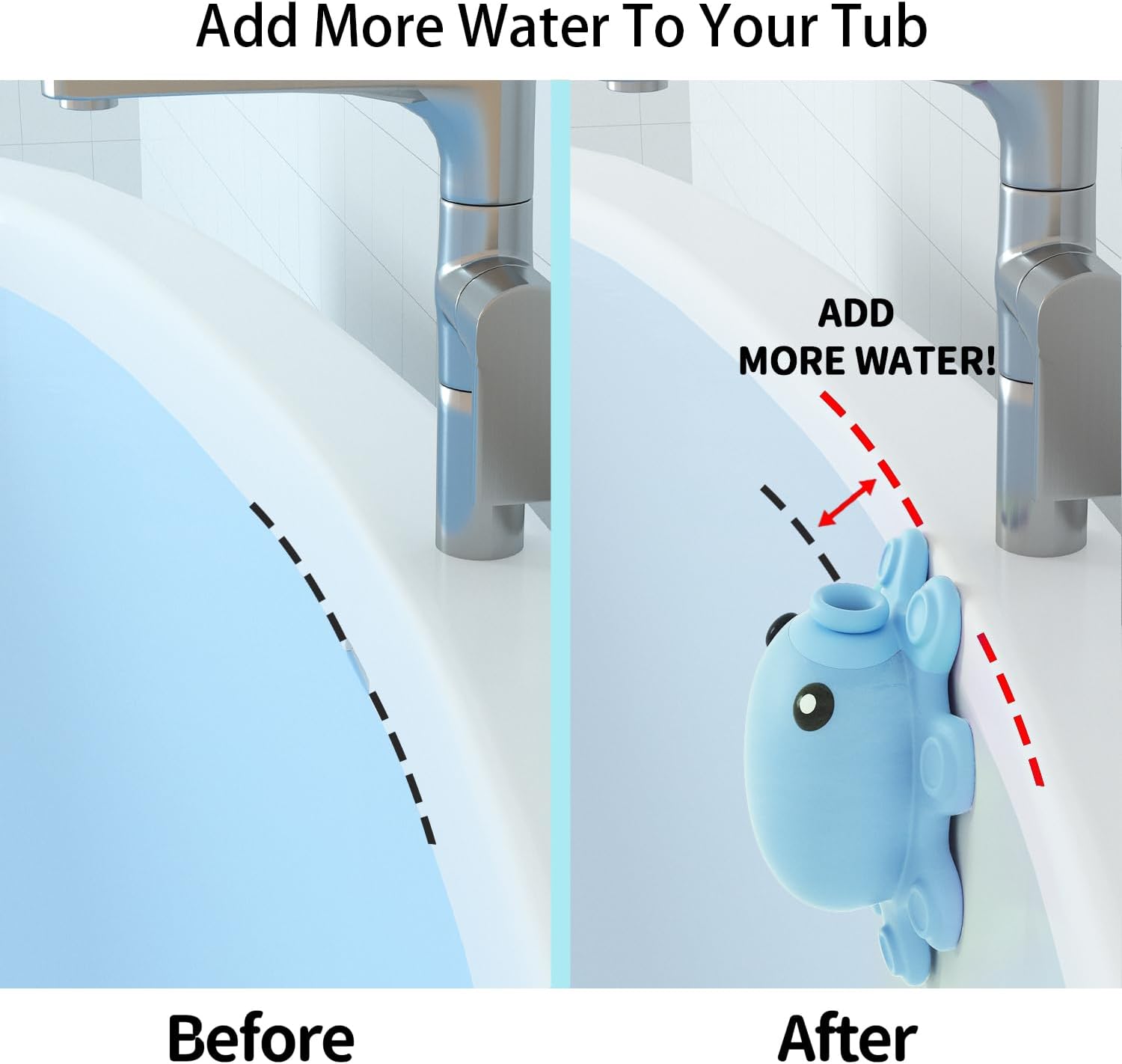 Bathroom Bathtub Overflow Drain Cover- Silicone Bath Tub Drain Cover, Tub Overflow Drain Stopper with Suction Cups, Adds Inches of Water for Deeper Bath, Cute Bathroom Accessories, Baby Blue - Image 4