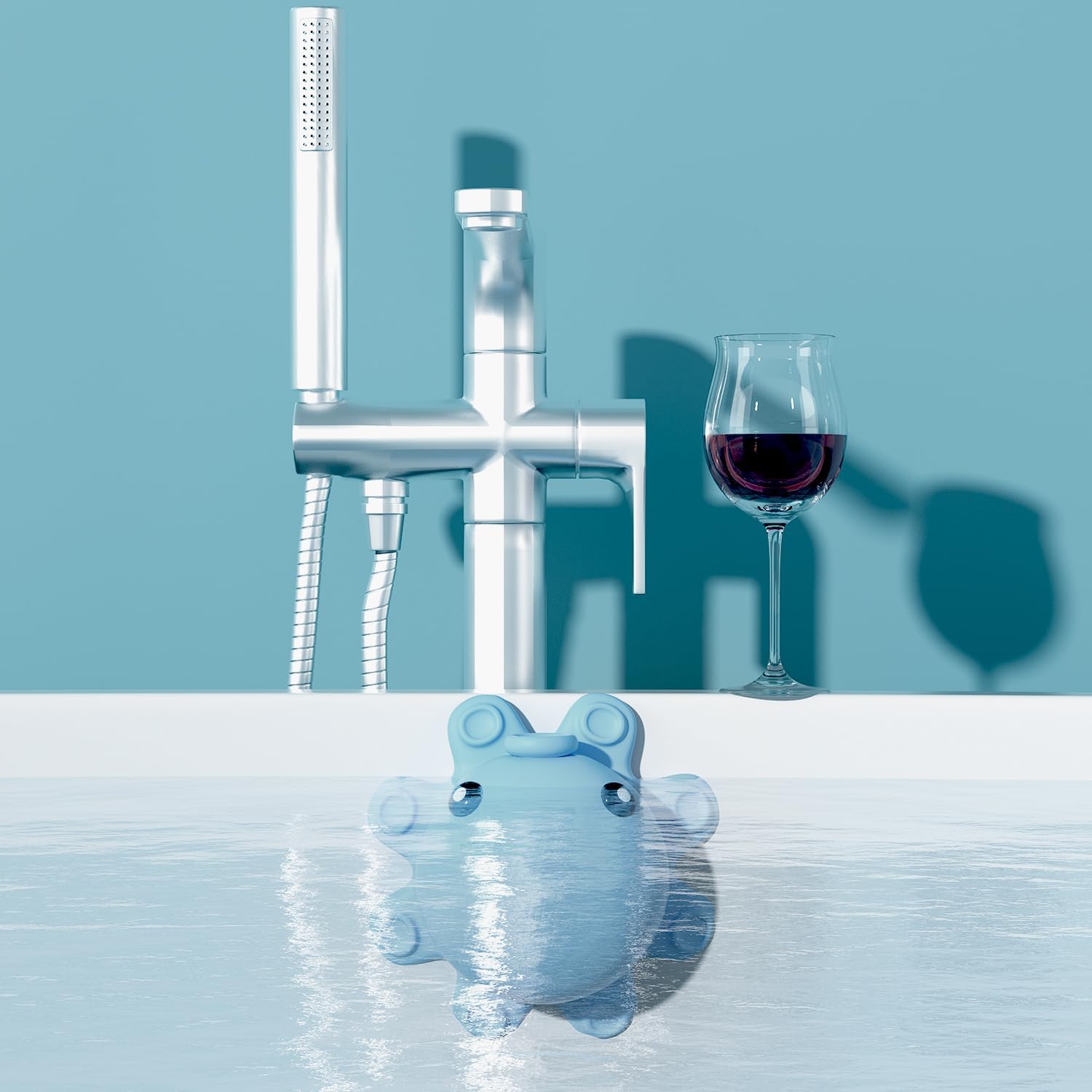 Bathroom Bathtub Overflow Drain Cover- Silicone Bath Tub Drain Cover, Tub Overflow Drain Stopper with Suction Cups, Adds Inches of Water for Deeper Bath, Cute Bathroom Accessories, Baby Blue - Image 5