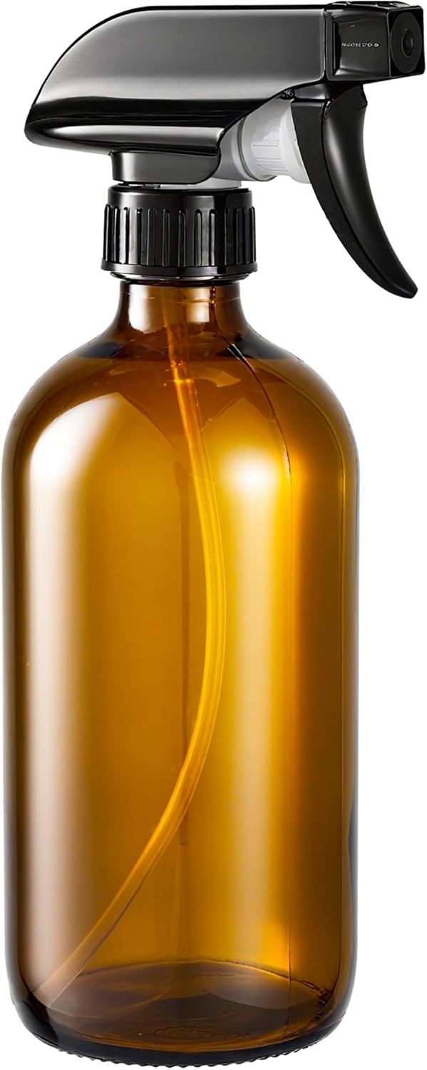 Glass Spray Bottles, Amber Glass Spray Bottles, 16oz, Adjustable Nozzle for Stream and Spray, Reusable, for Essential Oils, Cleaning Products, Detergents(1ps) - Image 1
