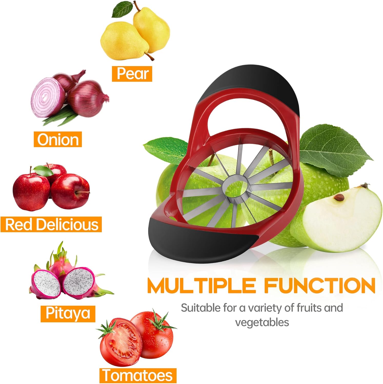 Apple Cutter, Apple Corer and Slicer - Stainless Steel Apple Corer - 4.72 Inch Apple Slicer Tool with 12 Super Sharp Blades, lightweight Apple Slicer and Corer with Anti-slip Handle - Image 7