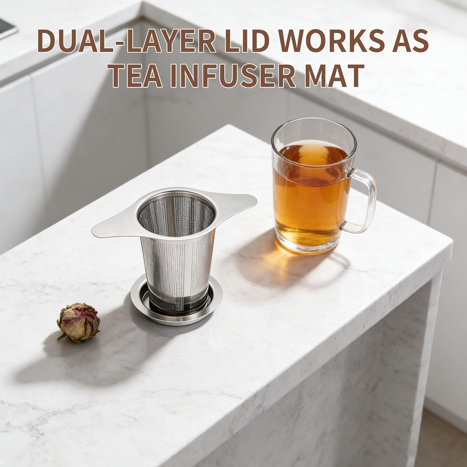 Tea infuser,Stainless Steel Tea Steeper and Strainer, Tea Strainers for Loose Tea - Reusable Durable Infuser for Brewing Tea and Coffee - Image 5