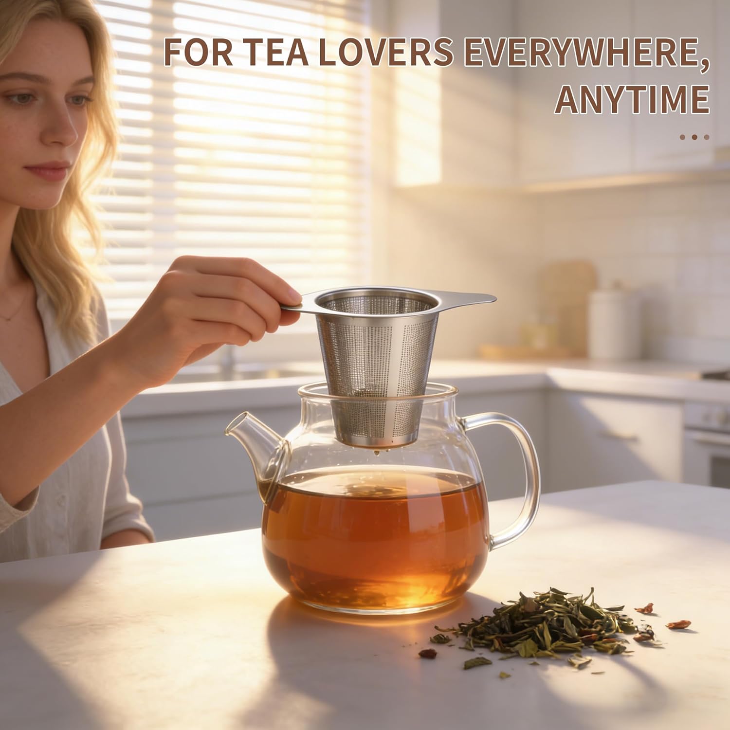 Tea infuser,Stainless Steel Tea Steeper and Strainer, Tea Strainers for Loose Tea - Reusable Durable Infuser for Brewing Tea and Coffee - Image 7