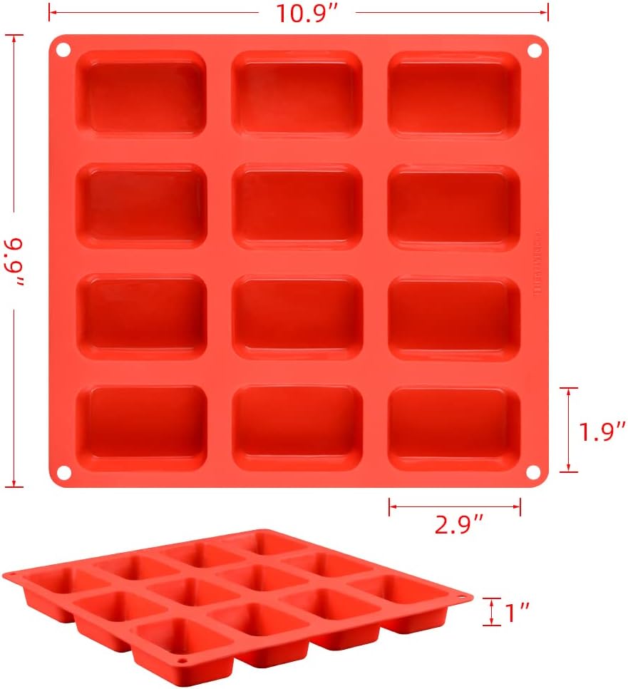 Silicone Mini Loaf pan, Mini Bread Pan Brownie Pan, 12 Cavities Nonstick Food Grade Silicone Mold for Baking Bread, Brownie, Cornbread, Cheesecake and Chocolate (1 Pack) - Image 3