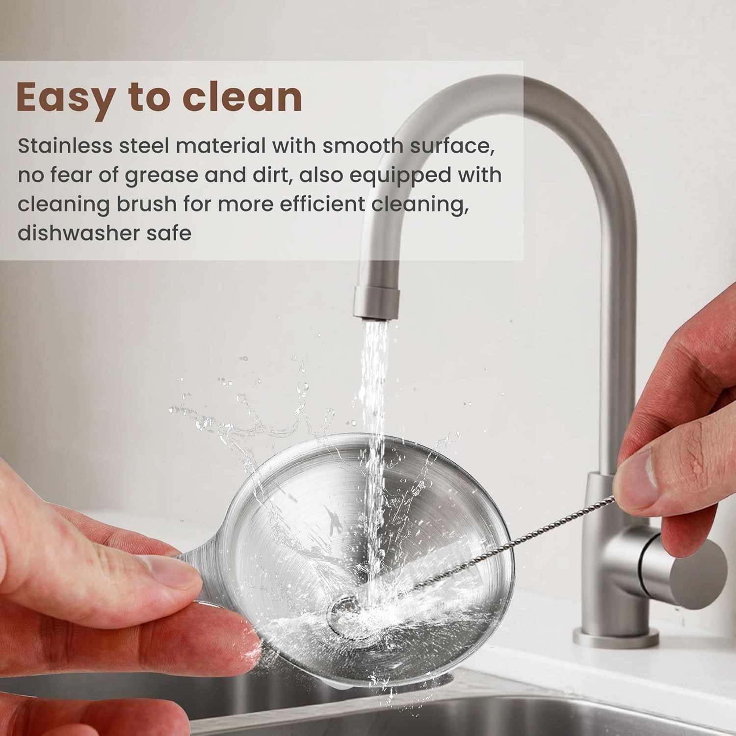 Kitchen Funnel, Stainless Steel Mini Funnel, Set of 3, Perfect for Transferring Liquids, Oils, Powders, Spices, with Round Ring and Cleaning Brush - Image 6