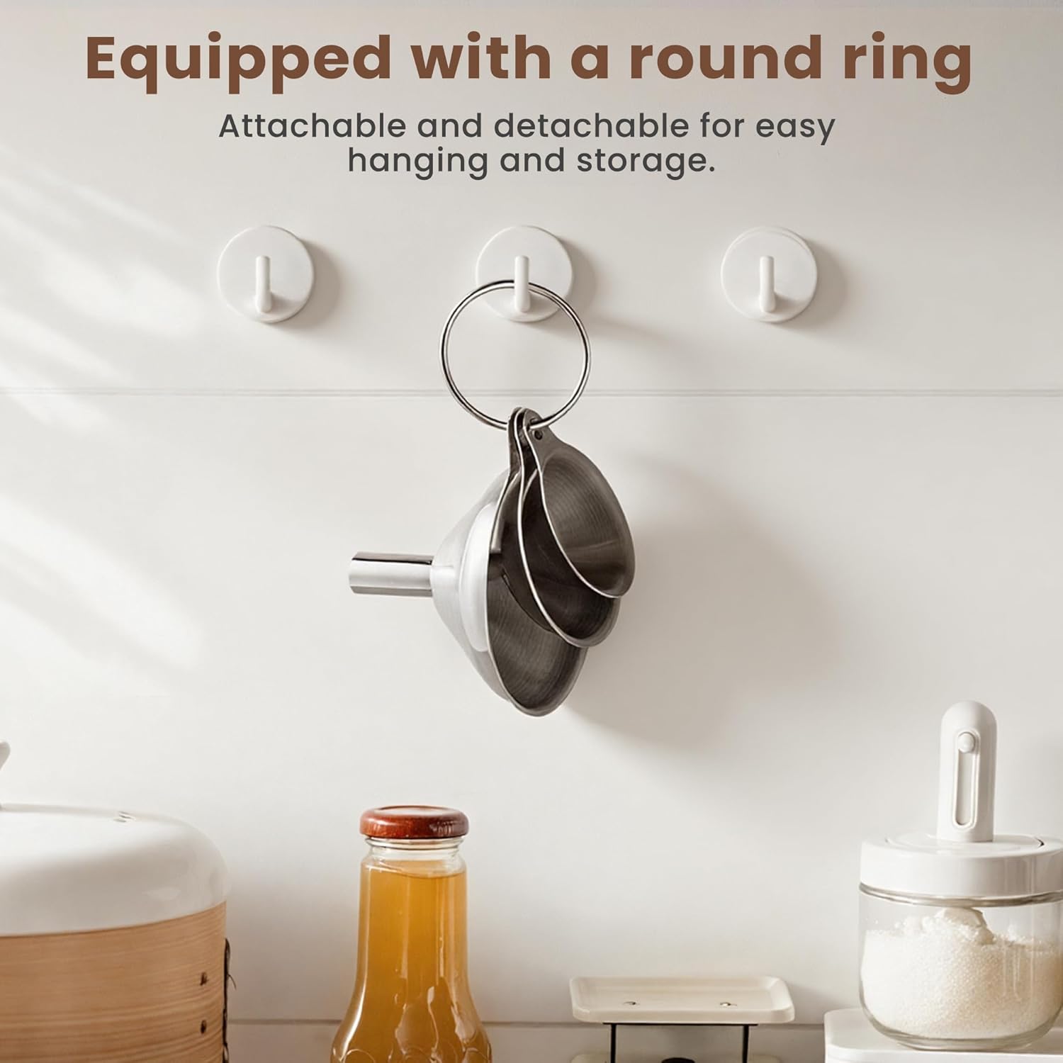 Kitchen Funnel, Stainless Steel Mini Funnel, Set of 3, Perfect for Transferring Liquids, Oils, Powders, Spices, with Round Ring and Cleaning Brush - Image 7