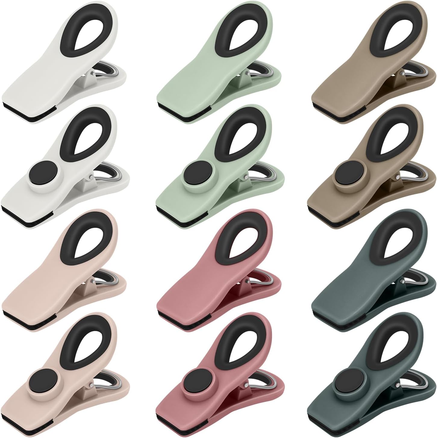 Chip Clips, Magnetic Bag Clips with Air Tight Seal for Food Storage, 12 Pieces, Neutral Color - Image 1