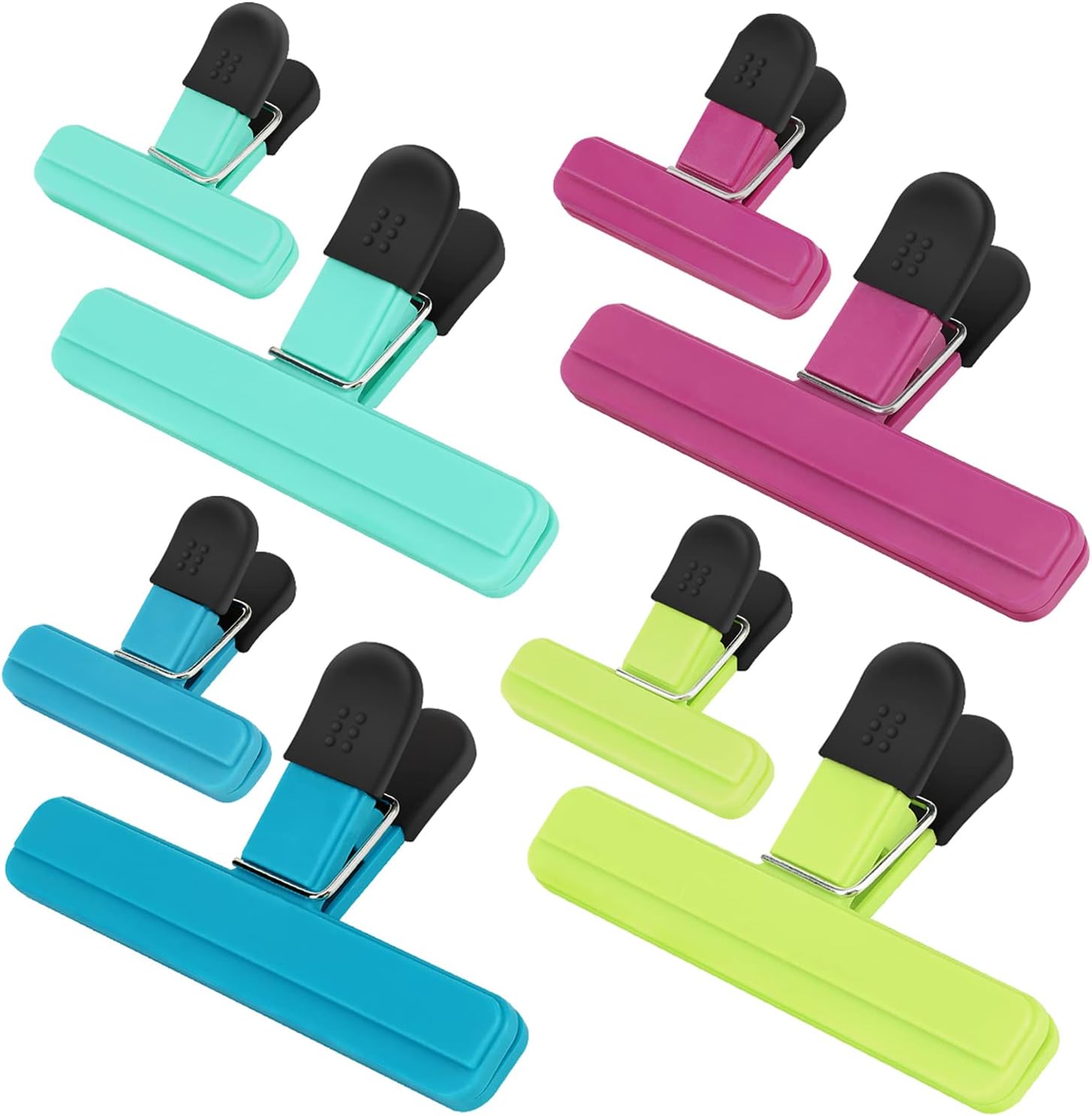 Chip Clips, 8 Pack Food Clips, Upgrade Wide Open Bag Clips for Food Storage with Air Tight Seal Grip (4 x L, 4 x S) - Image 1
