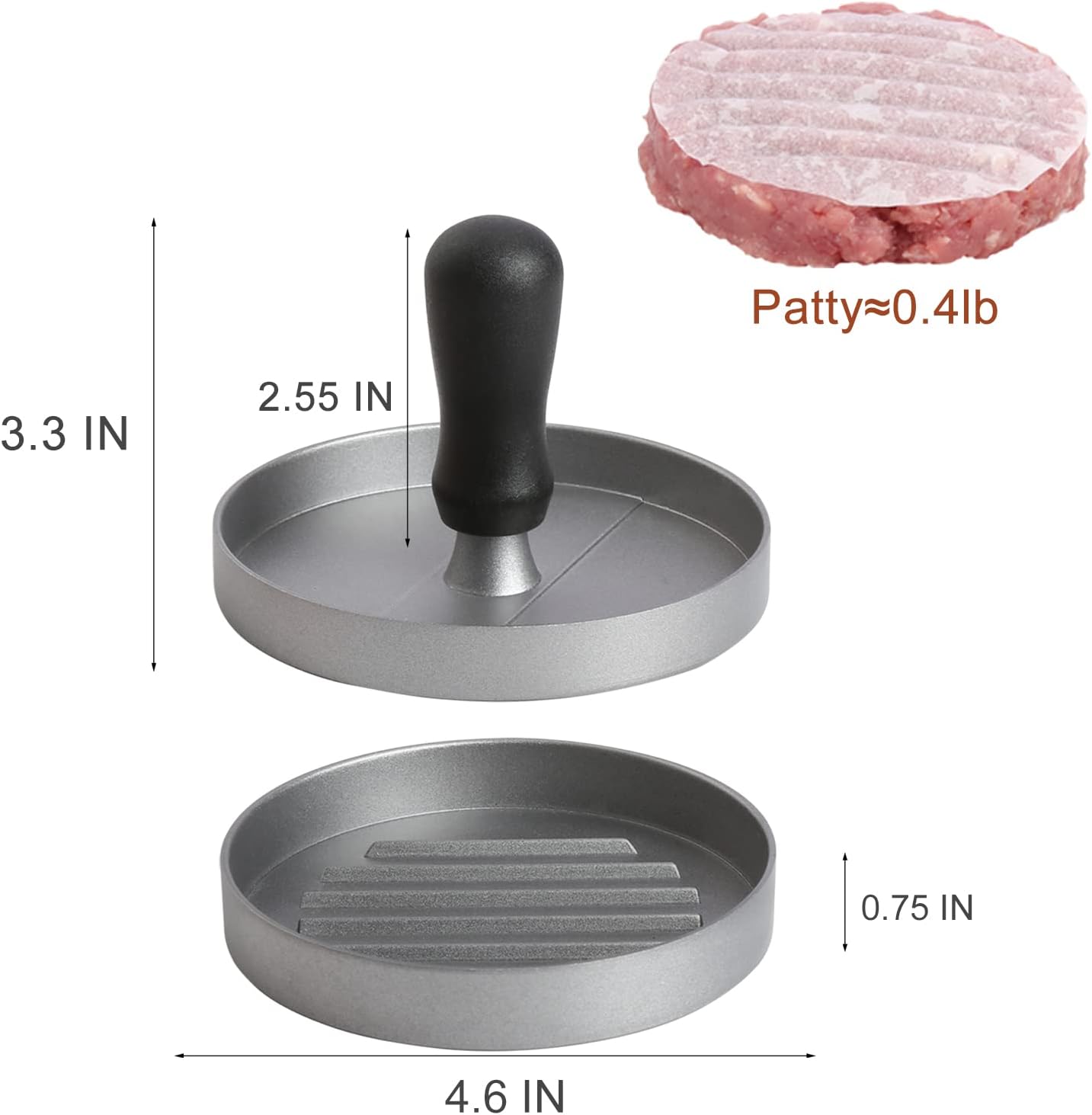 Burger Press 150 Patty Papers, Non-Stick Hamburger Patty Maker with Wax Paper, Aluminum Burger Maker for Kitchen BBQ Grill - Image 2