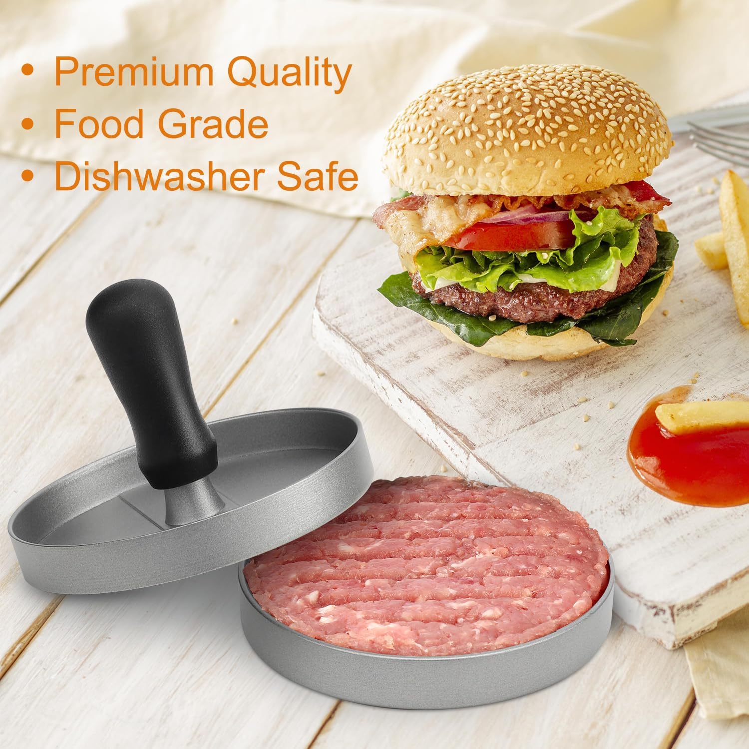 Burger Press 150 Patty Papers, Non-Stick Hamburger Patty Maker with Wax Paper, Aluminum Burger Maker for Kitchen BBQ Grill - Image 4