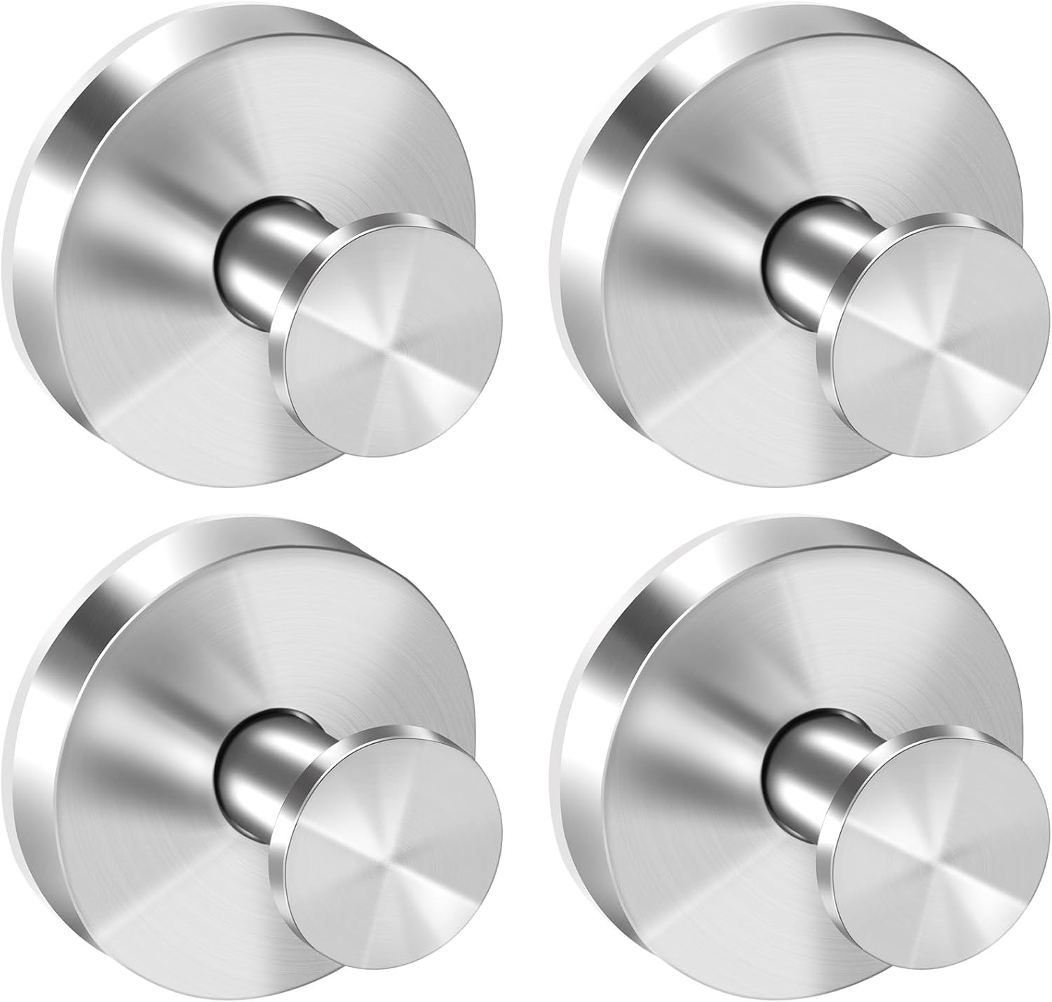 Suction Cup Hooks for Shower, Removable Towel Hooks for Bathroom Window Glass, Powerful Vacuum Shower Hook for Towel, Robe, Loofah - 4 Pack, Sliver - Image 1
