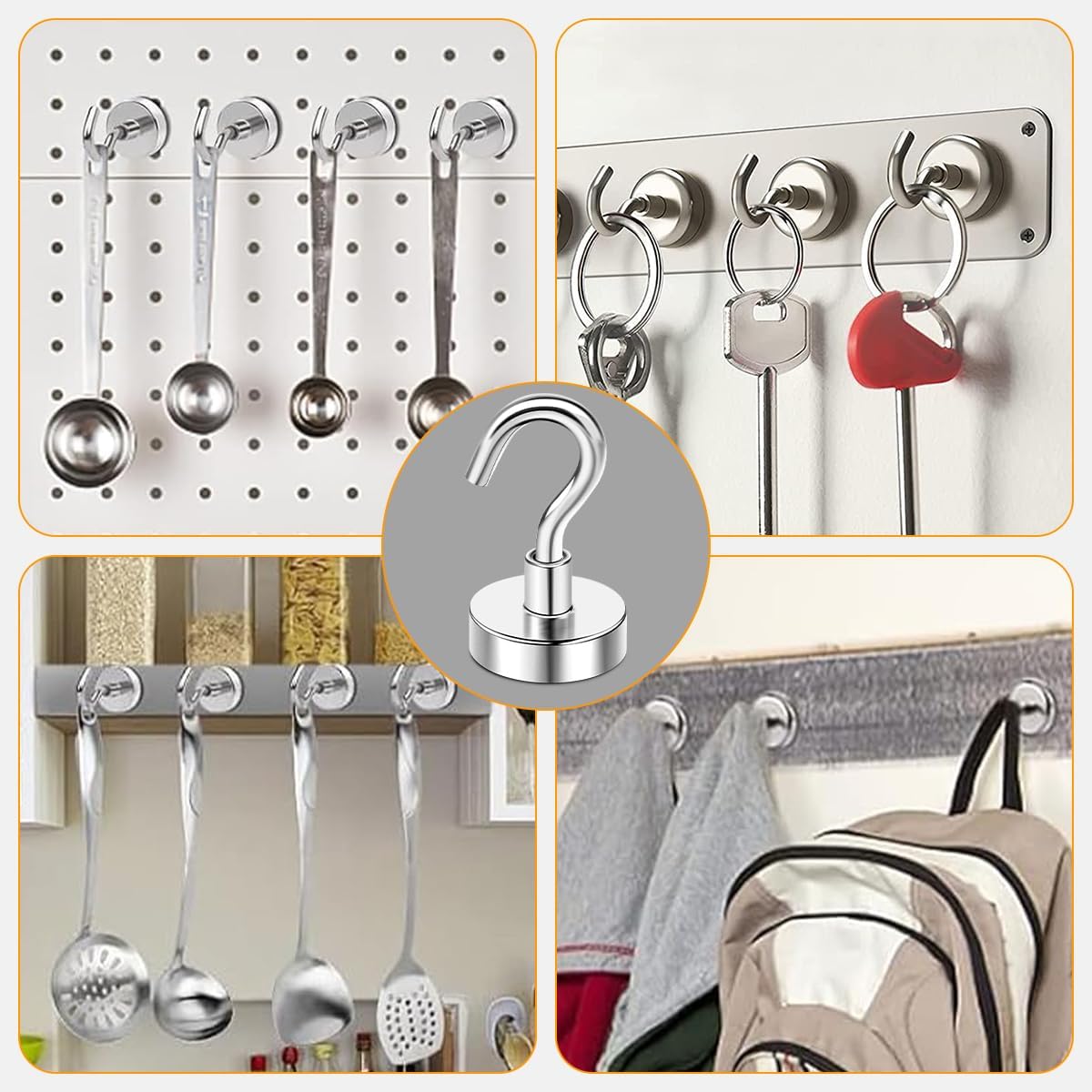 5pcs 25lbs Magnetic Hooks, Refrigerator Magnets, Extra Strong Cruise Hook for Hanging, Adhesive Hooks, No Drilling - Image 5