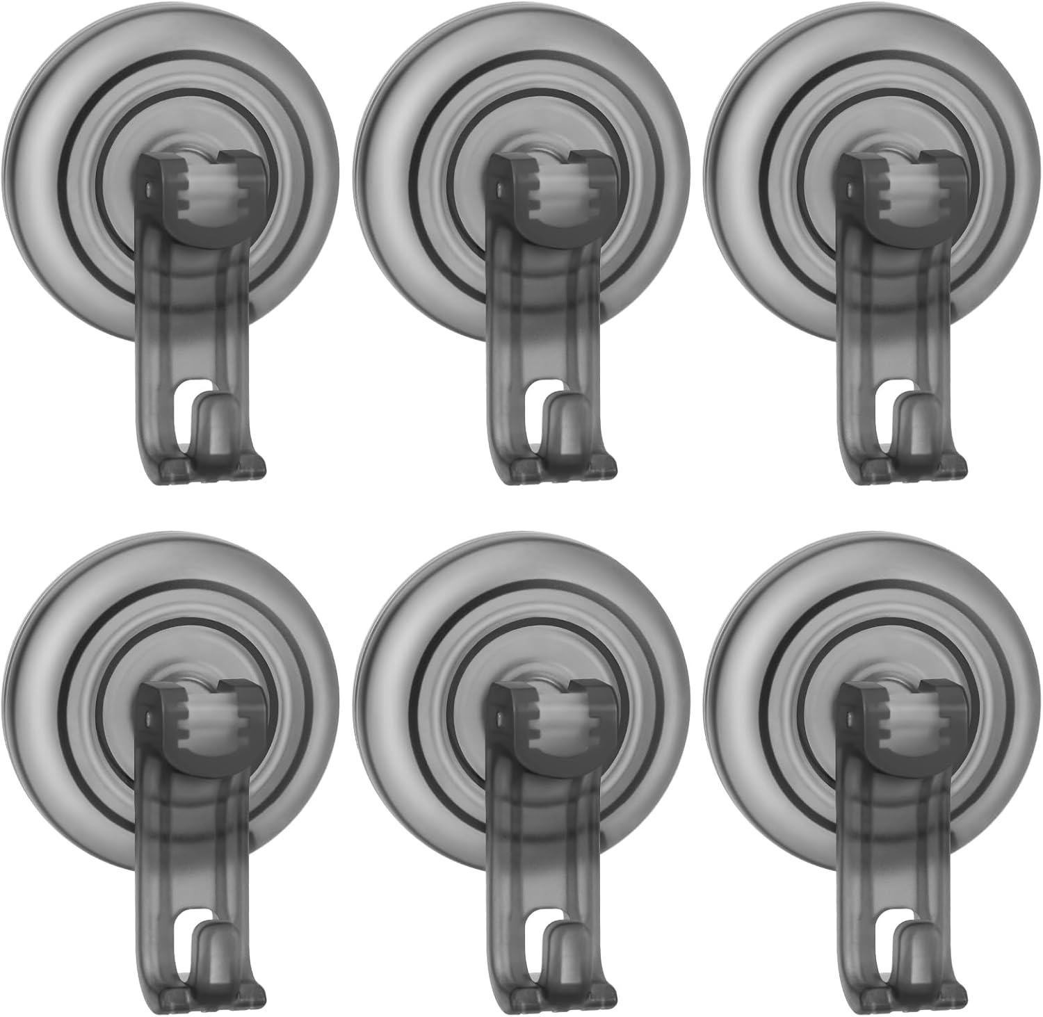 Suction Cup Hooks for Shower, Powerful Vacuum Shower Hook for Towel, Robe, Loofah - Reuseable and Removeable Bathroom Hook, Gray, 6 Pack - Image 1