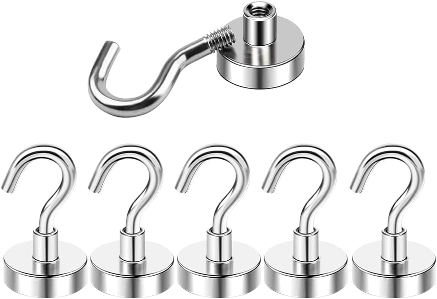 5pcs 20lbs Magnetic Hooks, Refrigerator Magnets, Extra Strong Cruise Hook for Hanging, Adhesive Hooks, No Drilling - Image 1