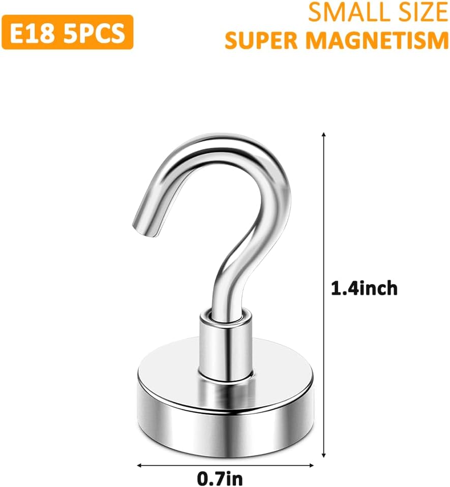 5pcs 20lbs Magnetic Hooks, Refrigerator Magnets, Extra Strong Cruise Hook for Hanging, Adhesive Hooks, No Drilling - Image 2