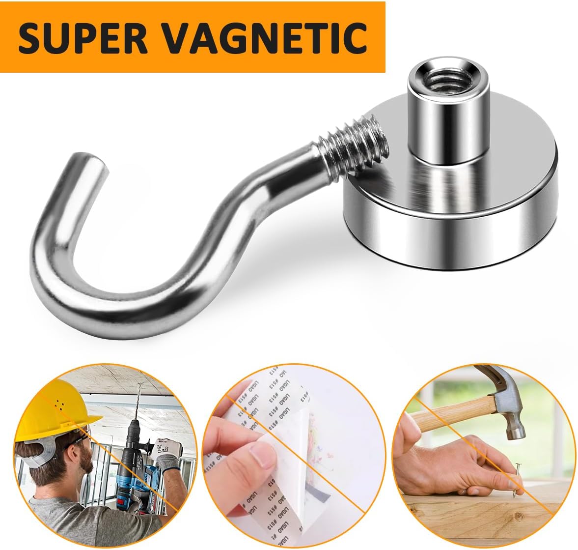 5pcs 20lbs Magnetic Hooks, Refrigerator Magnets, Extra Strong Cruise Hook for Hanging, Adhesive Hooks, No Drilling - Image 4