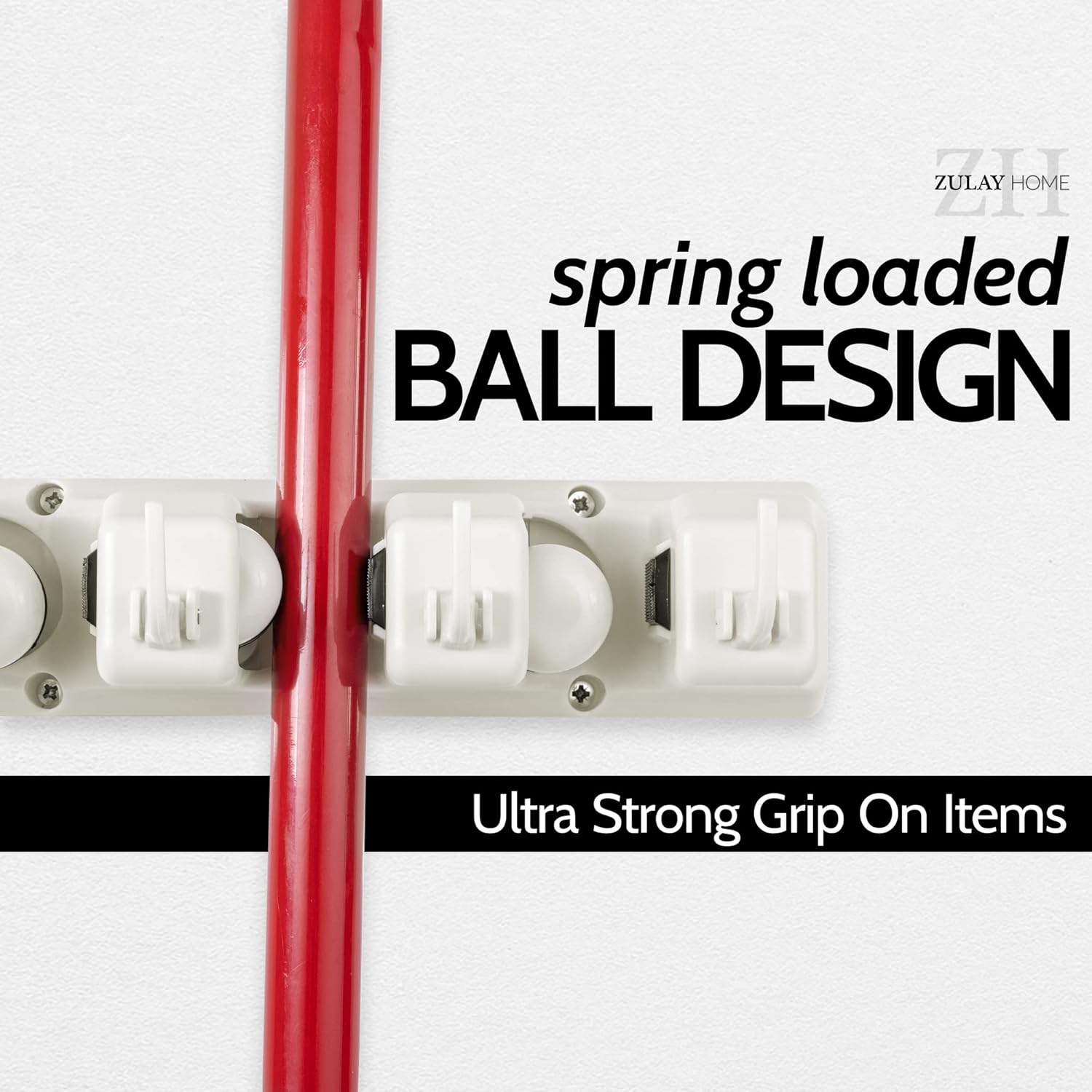 Mop and Broom Organizer Wall Mount - Easy to Install Mop and Broom Holder Wall Mount for Storing Cleaning Supplies - Organizer Utility Racks Mop Holder and Broom Hanger (3 Slots, White) - Image 3